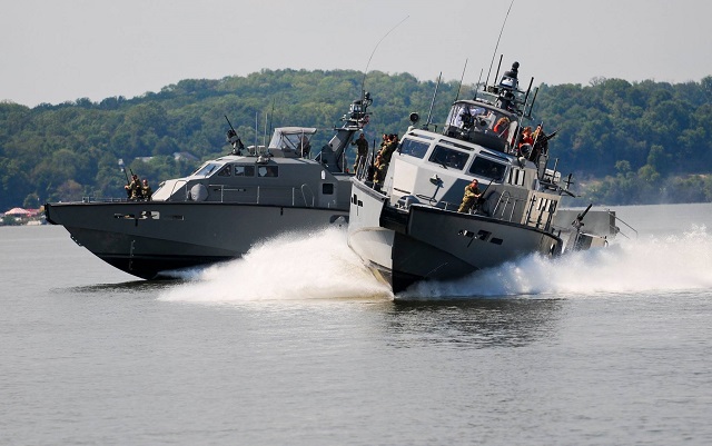 U.S. Navy Coastal Riverine Group 2 has taken ownership of the first two of 12 Mark VI Patrol Boats, in Portsmouth, Sept. 8. The MK VI, an 85-foot combatant craft, will provide a persistent capability to patrol shallow littoral areas for the purpose of force protection of friendly and coalition forces as well as critical infrastructure. 
