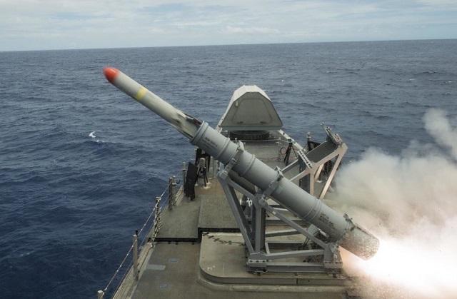USS Coronado (LCS 4), an Independence-class littoral combat ship, launched an Harpoon Block 1C anti-ship missile during RIMPAC 2016, the world's largest international maritime exercise current taking place off Hawai.