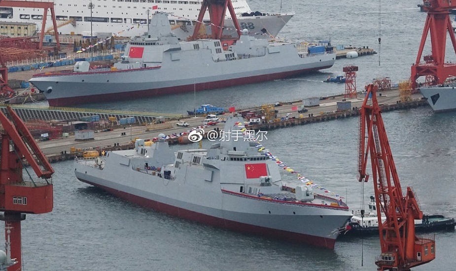 Two Type 055 Destroyers for PLAN Launched Together in China