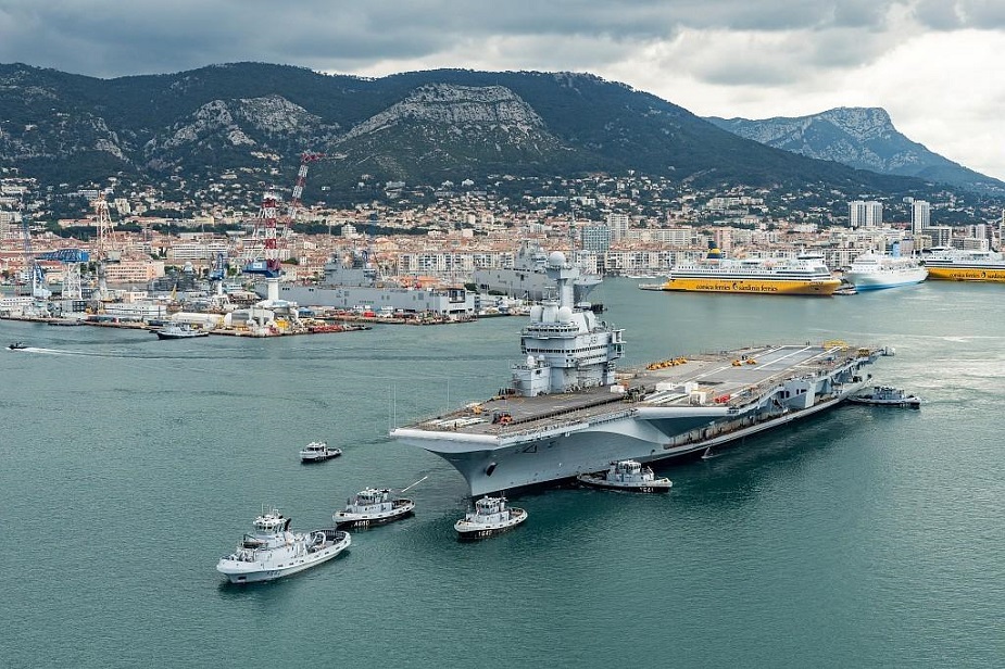 French Aircraft Carrier Out of Dry Dock Refit Work Continues Afloat 1