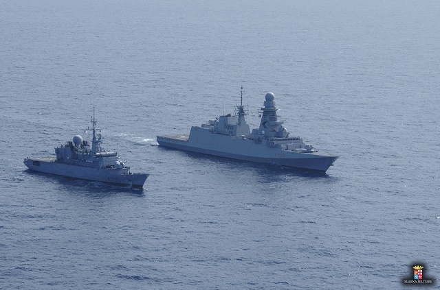 Deployed since October 2015 in the Indian Ocean as EU counter-piracy Operation Atalanta flagship, in recent days ITS Carabiniere conducted a joint exercise with French frigate FS Floreal. The exercise, held in international waters, was aimed at enhancing units’ interoperability and operational effectiveness, in order to ensure safer shipping lanes across these equatorial seas which are constantly threatened by piracy.