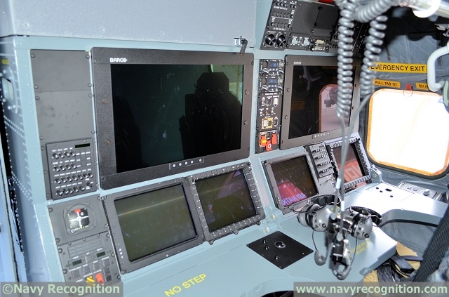 Operator consoles aboard the Royal Navy Merlin Mk2 Helicopter present at DSEI 2015. Lockheed Martin plan to fit five of the same consoles on the SC-130J Sea herc.